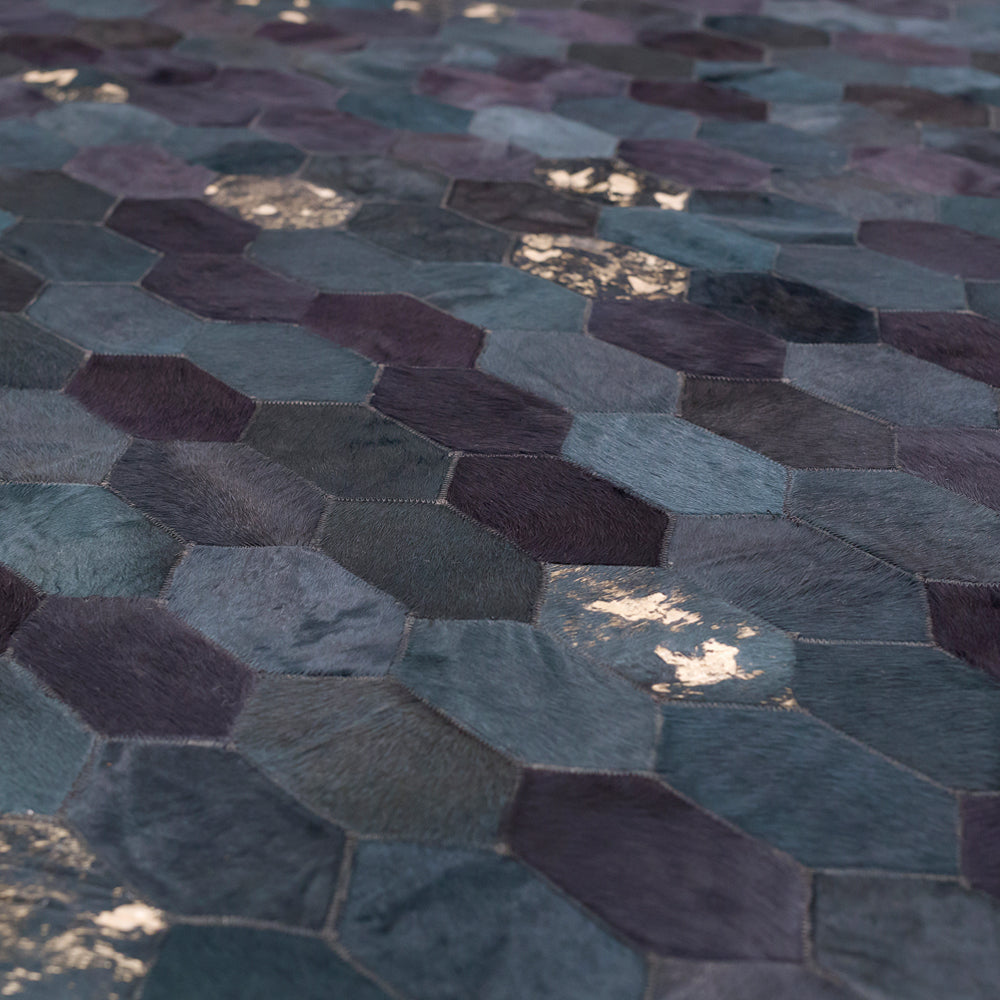 Hornet Teal and Gold Art Hide Rug, Cocolea, , ,