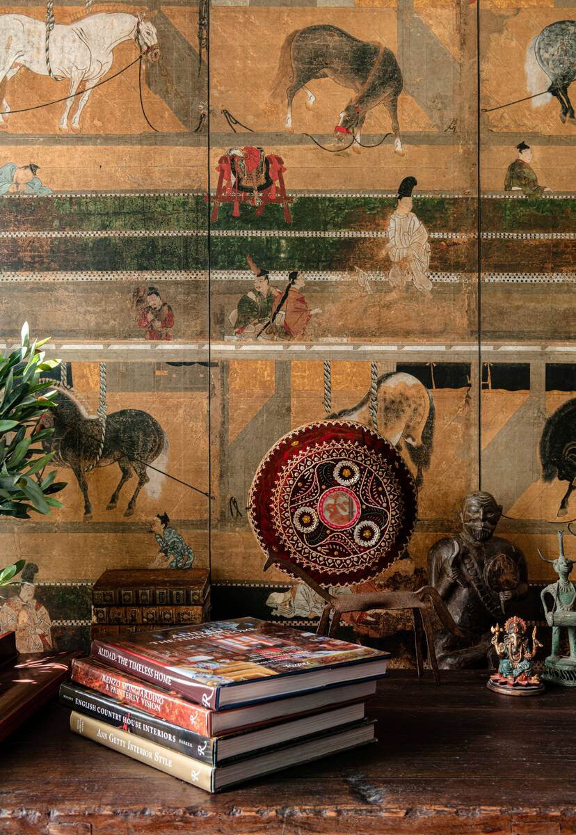Horse Stable Wallpaper in Golden Brown, Cocolea Natty & Polly, , ,