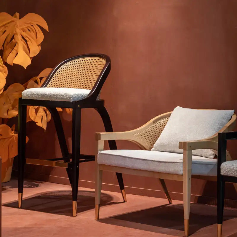 Maiko Counter Stool — Solid Ash or Oak with Rattan, Cocolea, , ,