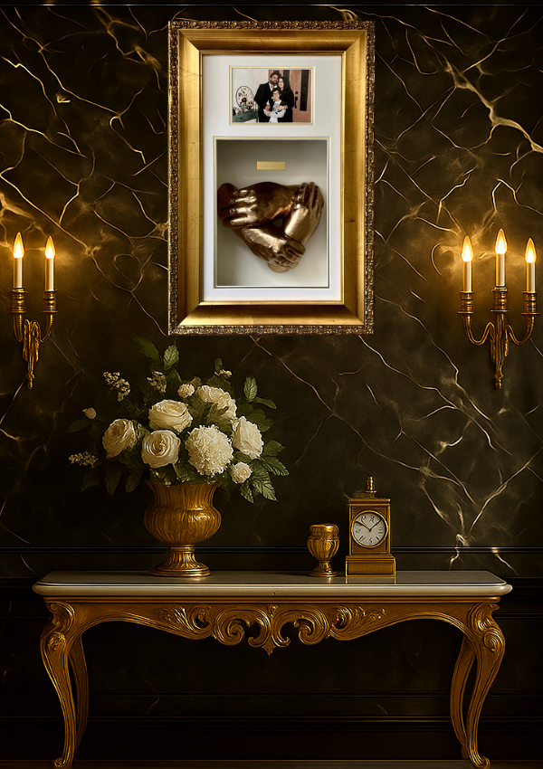 Bespoke Memory Artwork & Legacy Mastercast Collection | Personalised Hand Cast Sculptures, Family Keepsakes curated into Luxury Wall Art