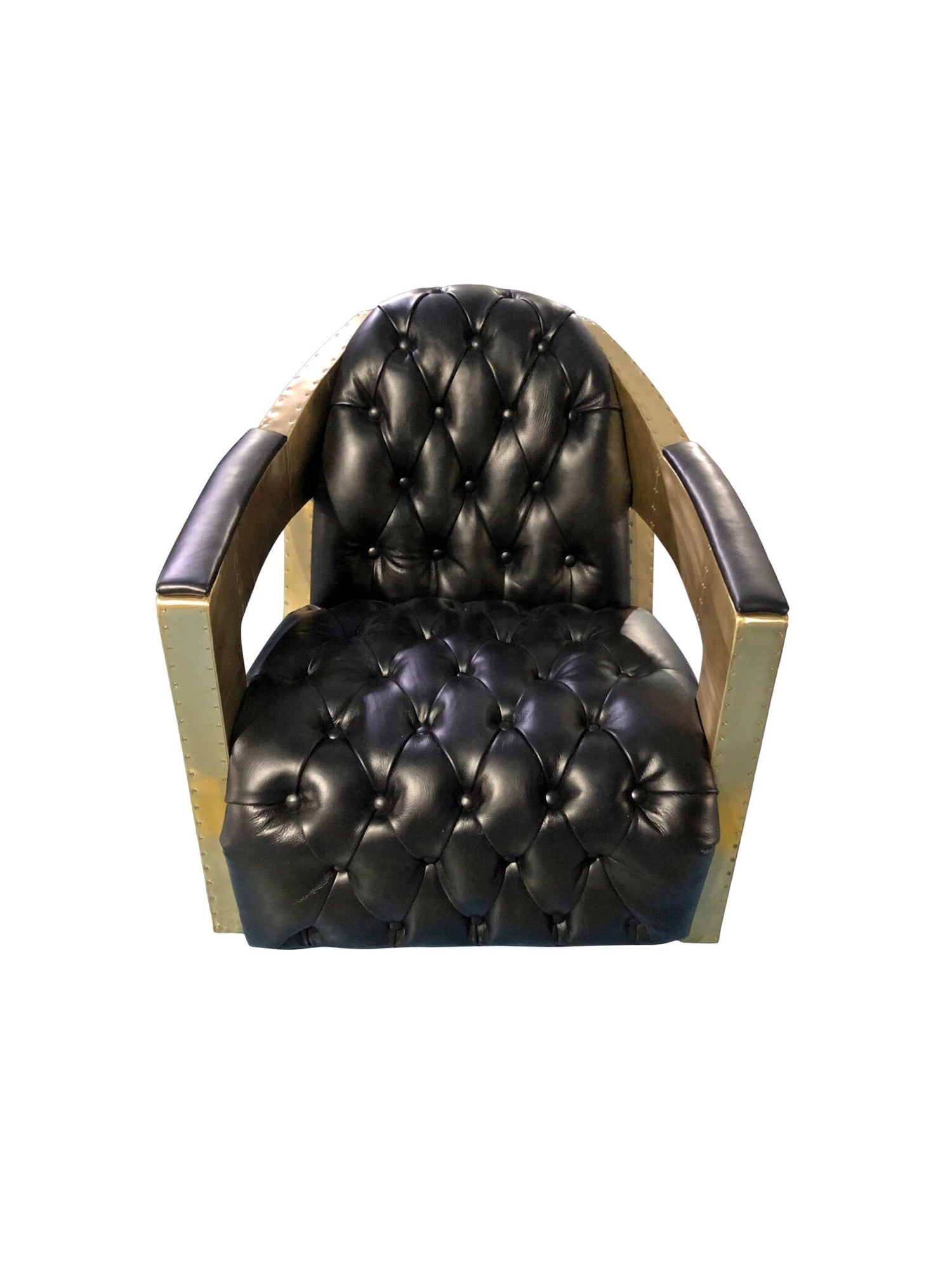 Regal Aviator Spitfire Black and brass Armchair, Cocolea, , ,