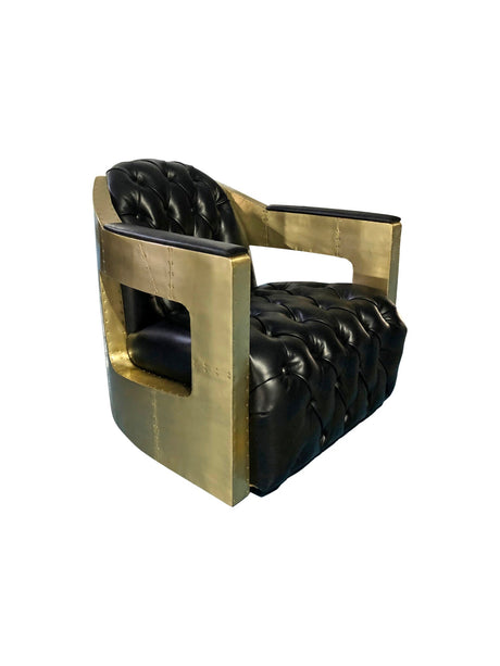 Regal Aviator Spitfire Black and brass Armchair, Cocolea, , ,