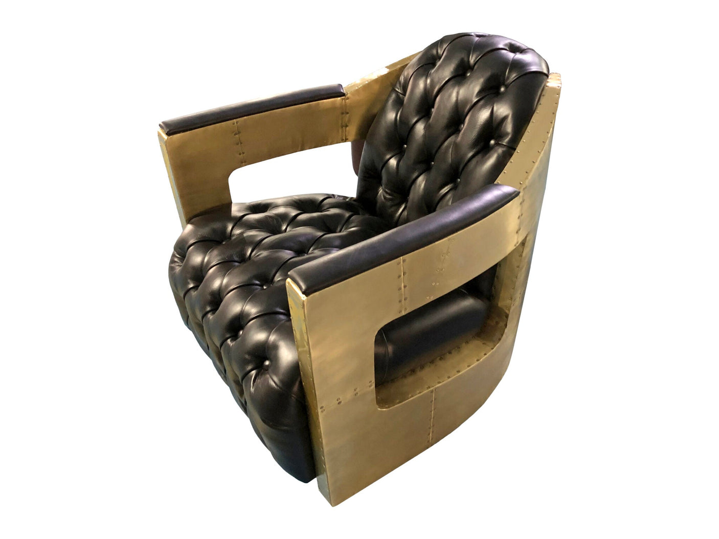 Regal Aviator Spitfire Black and brass Armchair, Cocolea, , ,