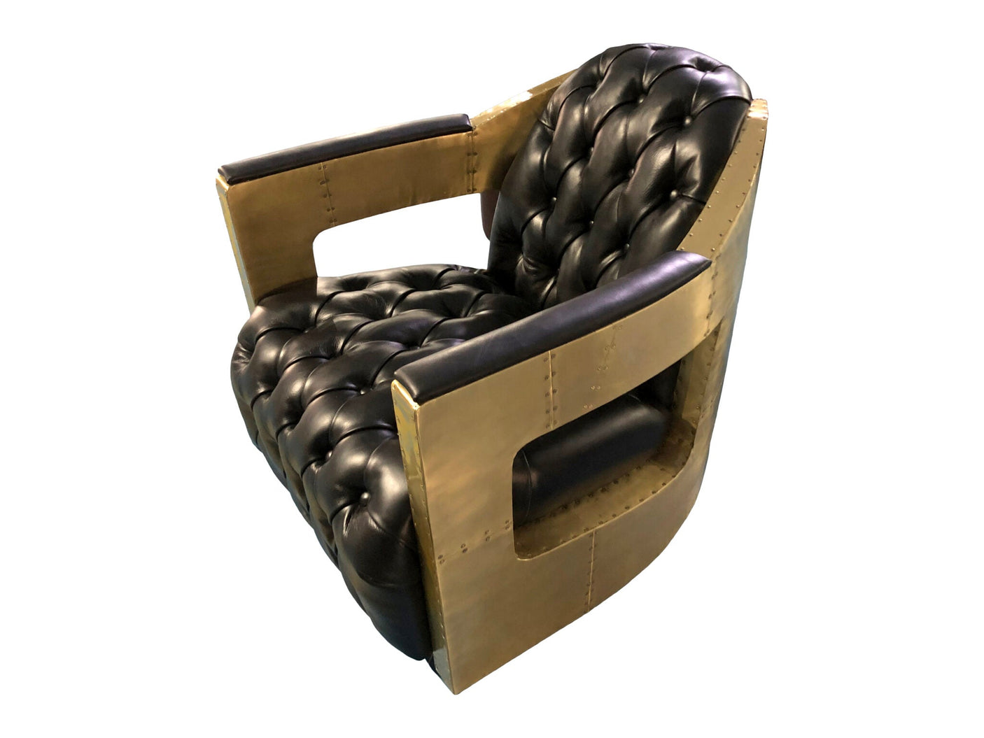 Regal Aviator Spitfire Black and brass Armchair, Cocolea, , ,