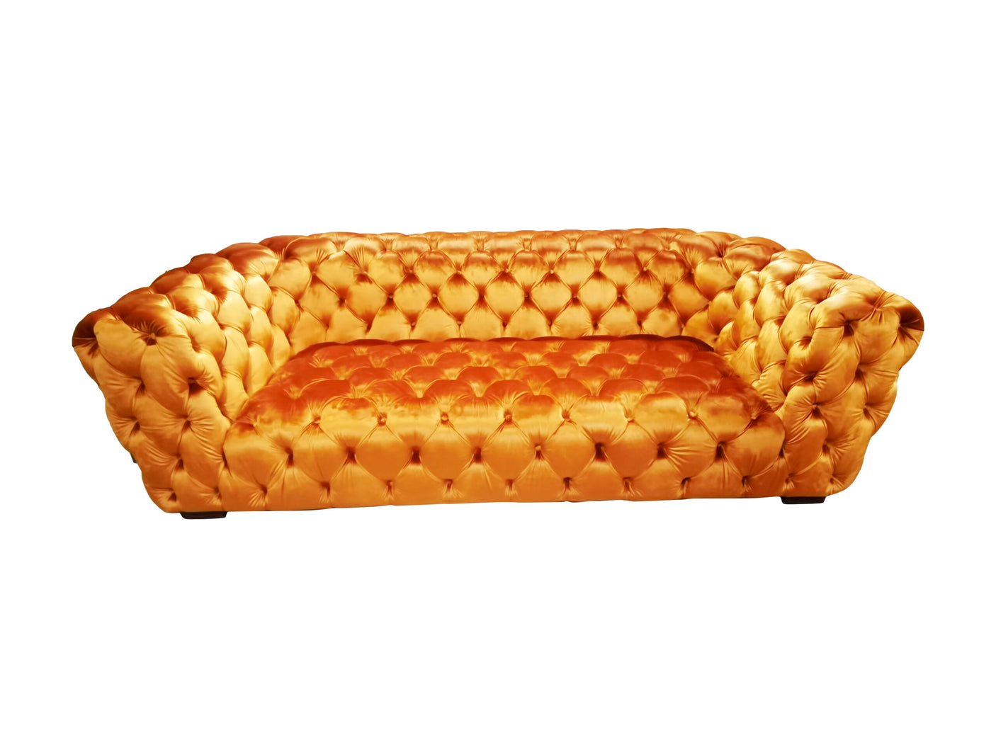 Roundback Burnt Orange Velvet Chesterfield Three seat Lounge, Cocolea, , ,