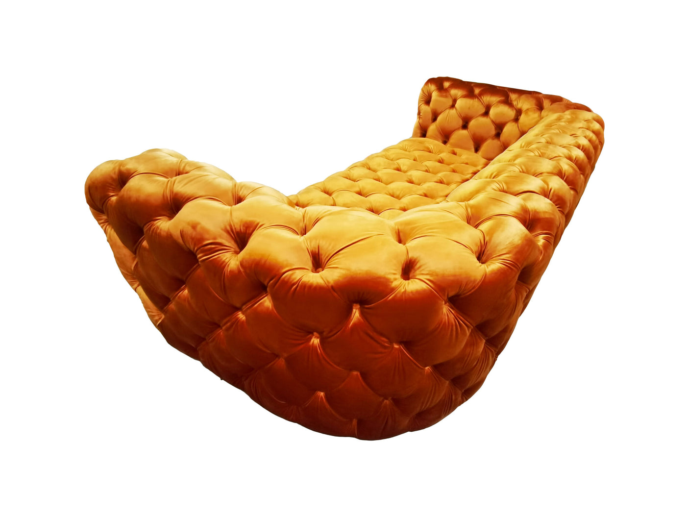Roundback Burnt Orange Velvet Chesterfield Three seat Lounge, Cocolea, , ,