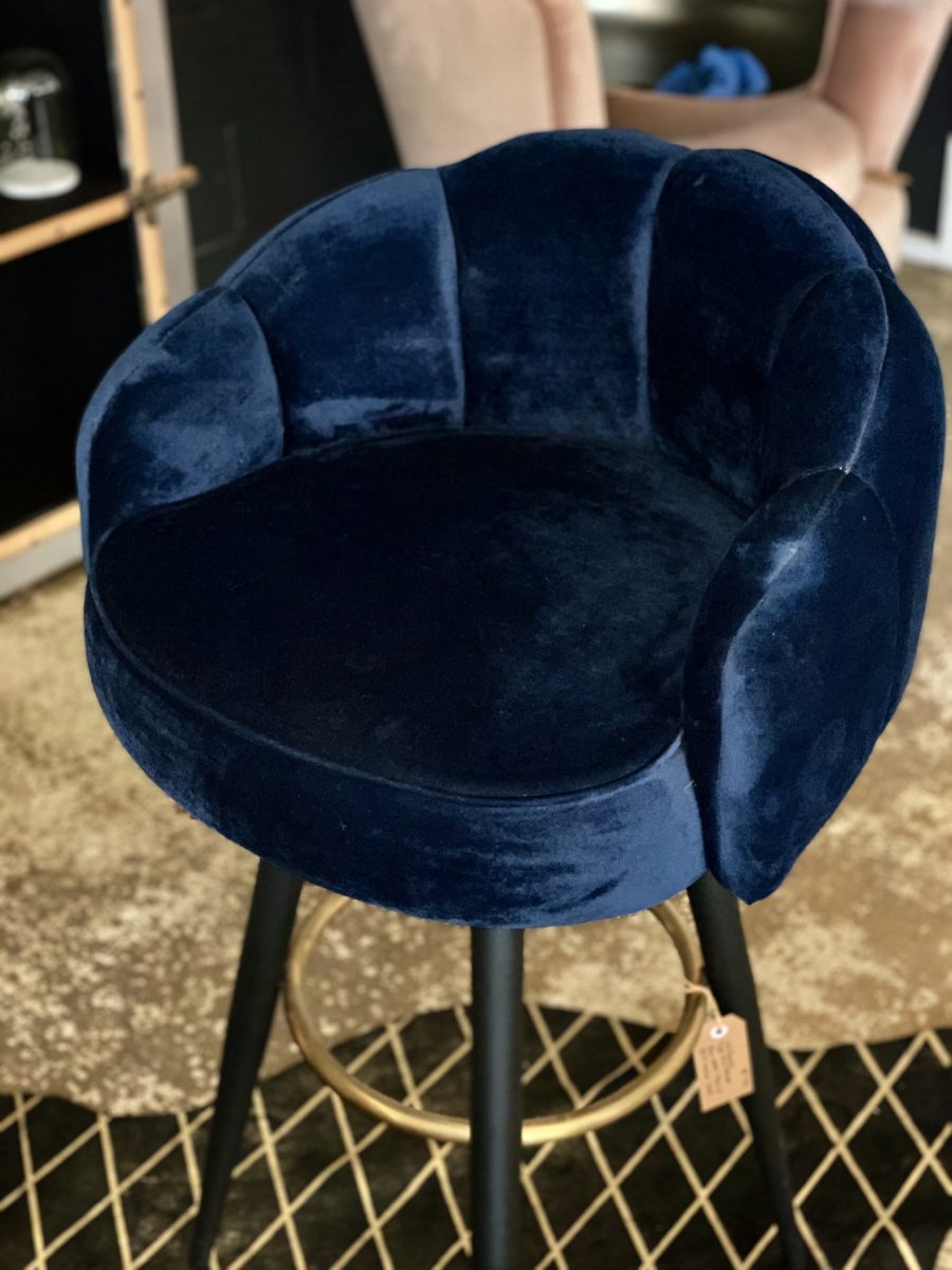 Caldwell High top Bar Chair in royal blue velvet, Cocolea, , ,