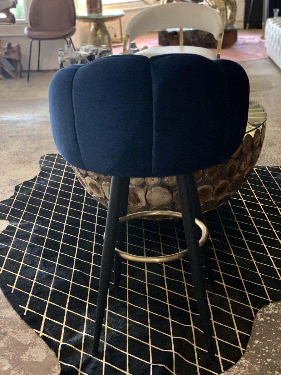 Caldwell High top Bar Chair in royal blue velvet, Cocolea, , ,