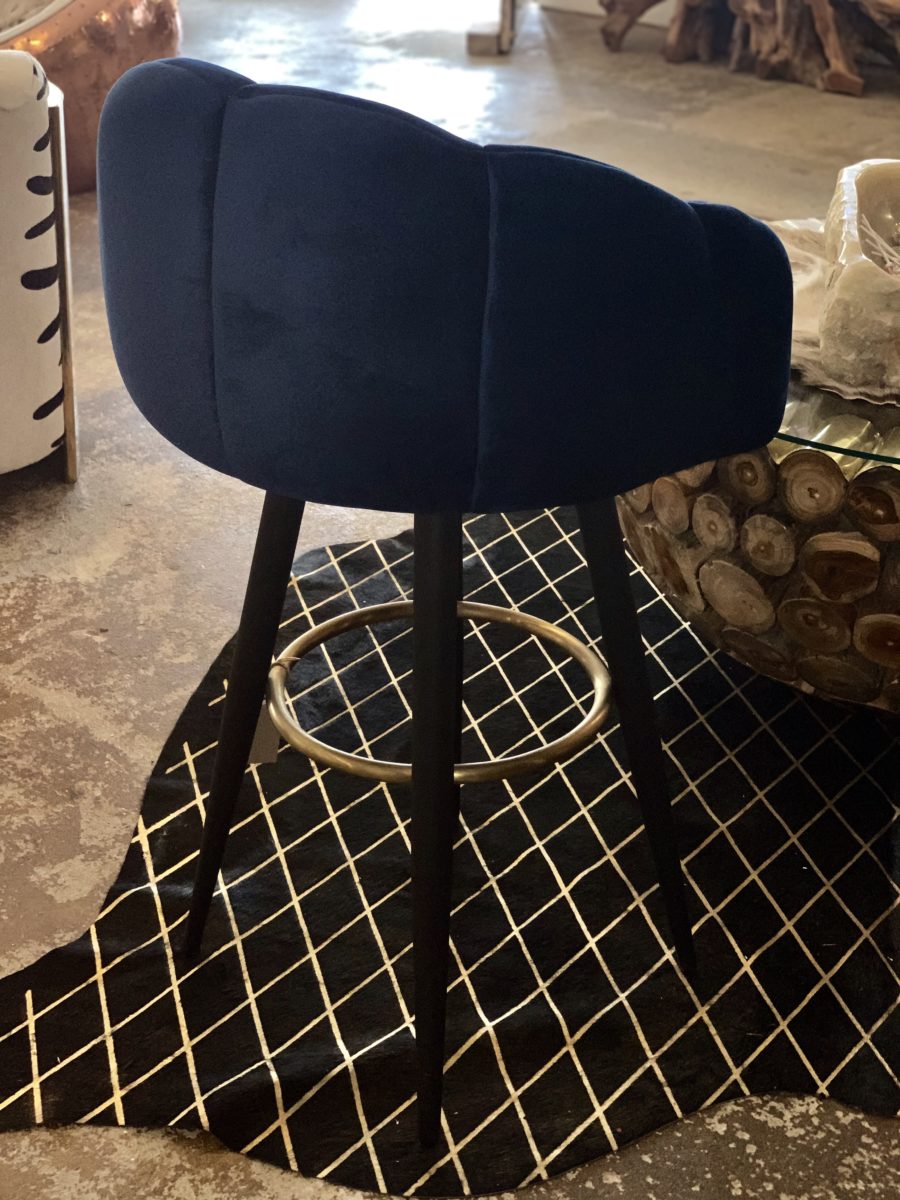 Caldwell High top Bar Chair in royal blue velvet, Cocolea, , ,