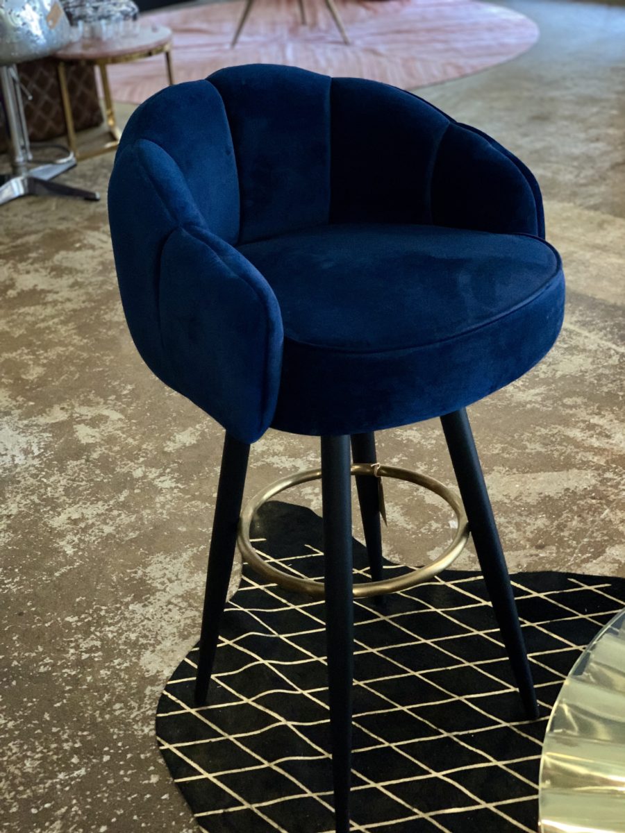Caldwell High top Bar Chair in royal blue velvet, Cocolea, , ,