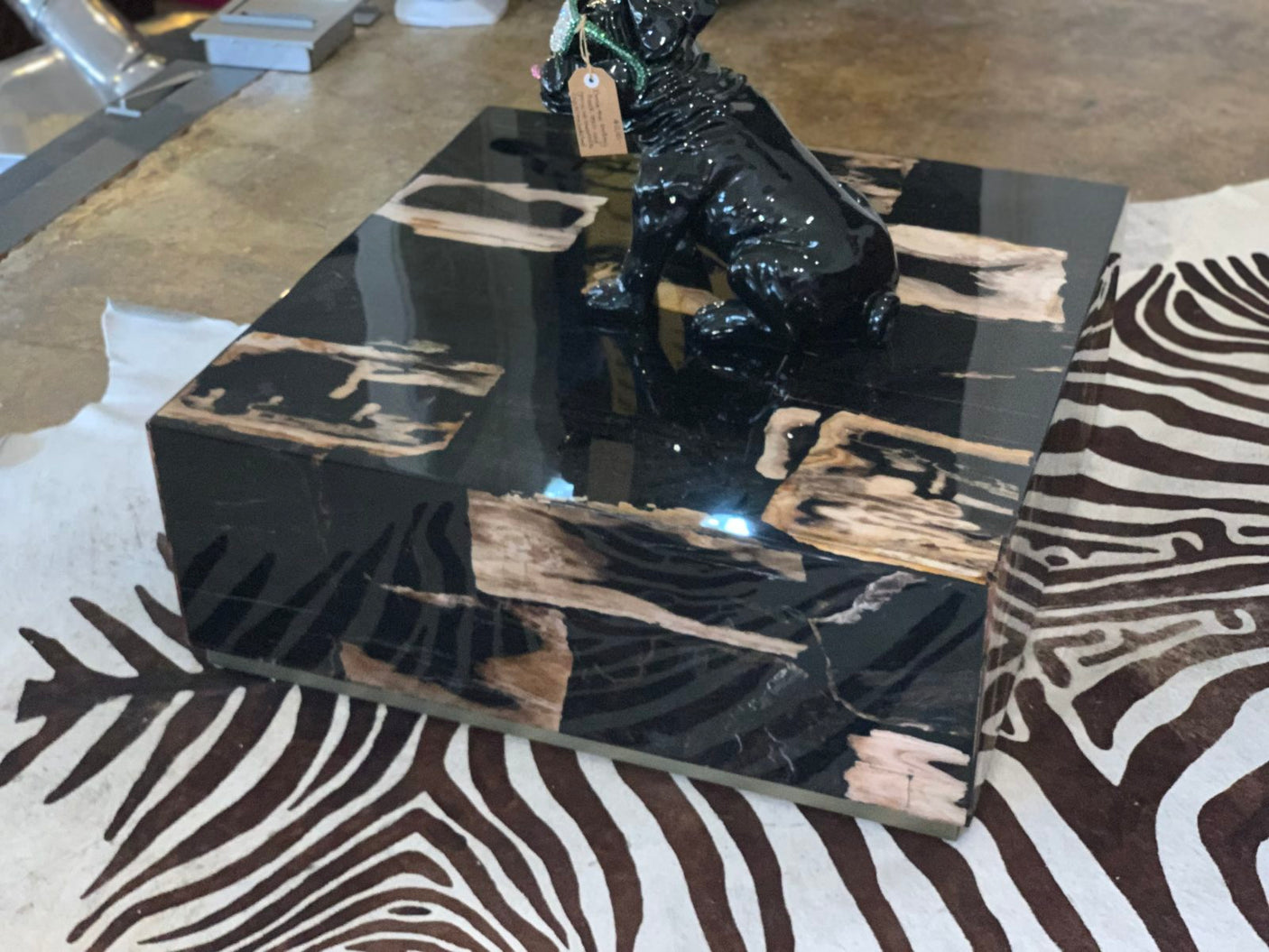 Amber Cube Petrified Wood Coffee Table, Cocolea, , ,