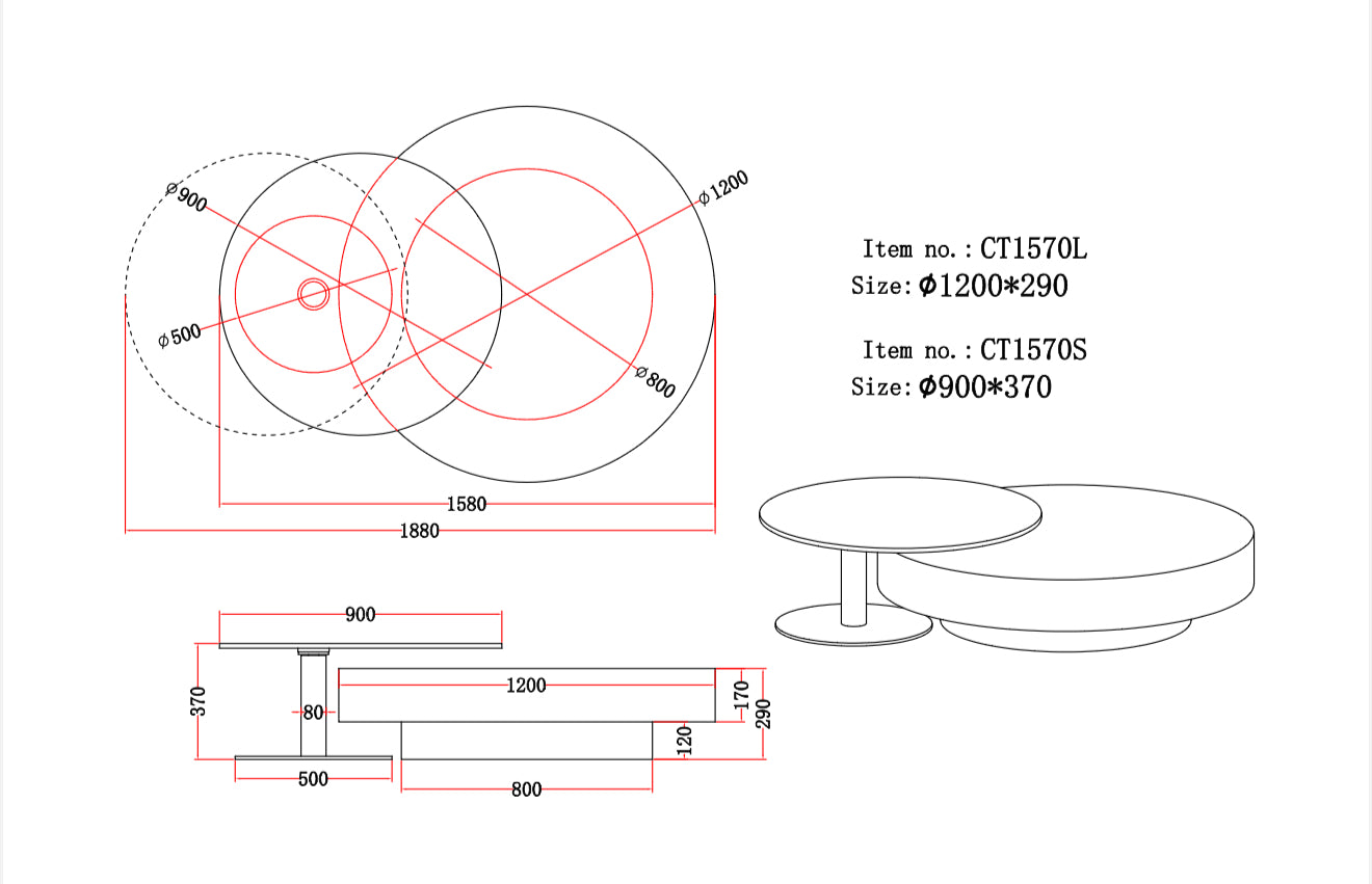 Circa motion swivel Nesting Coffee Table, Cocolea, , ,