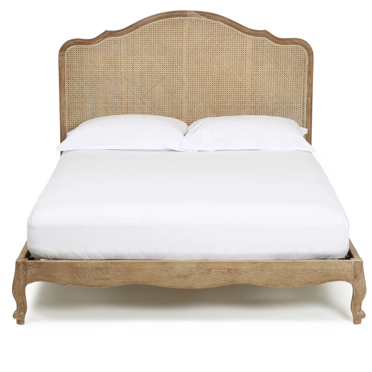 Loire Curved Rattan & Oak Queen Bed – French Provincial Design, Cocolea, , ,