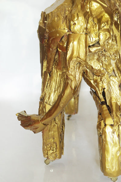 Gold Teak Root Standing Lion Sculpture, Cocolea, , ,