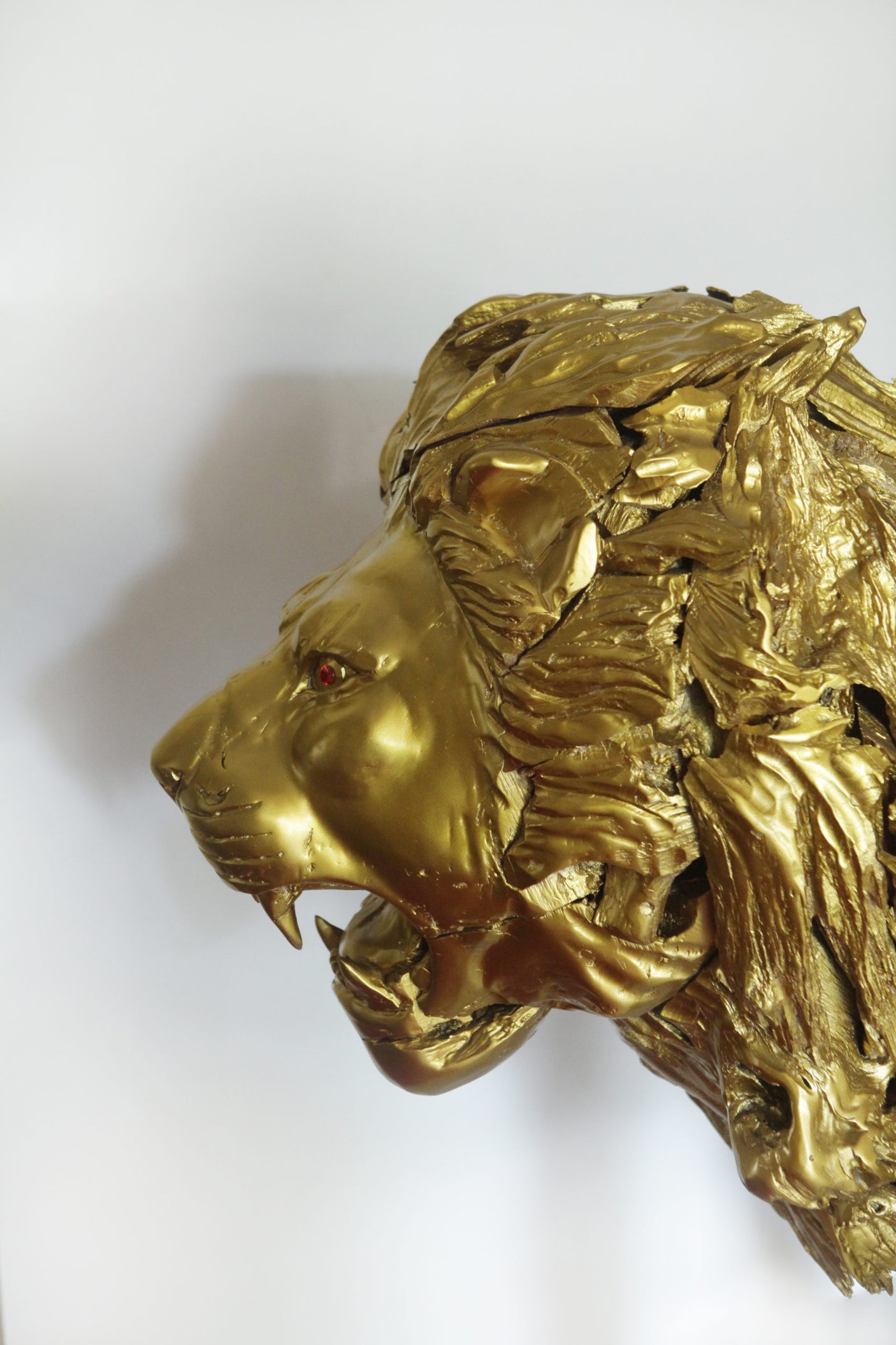 Gold Teak Root Standing Lion Sculpture, Cocolea, , ,