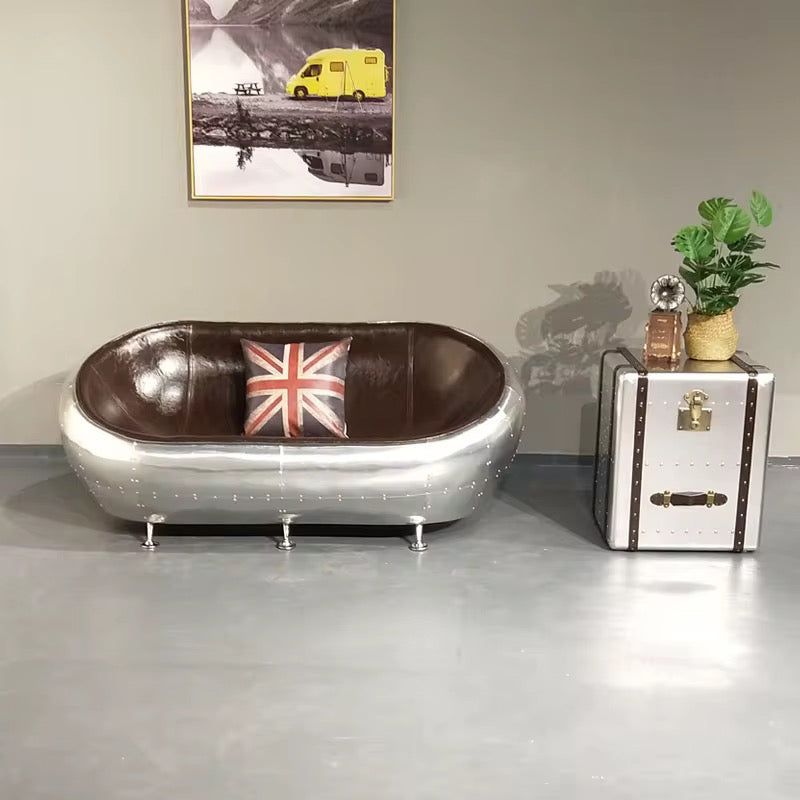 Gulfstream Aluminium and Leather Capsule Sofa, Cocolea, , ,
