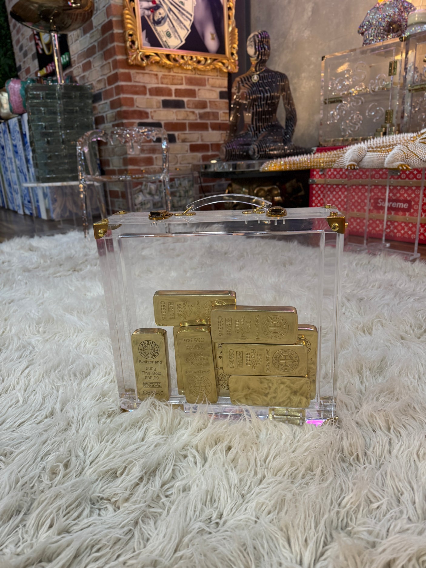 Bullion Vault Luxe – Acrylic Case Filled With 10 Solid Brass Gold Bars, Cocolea, , ,