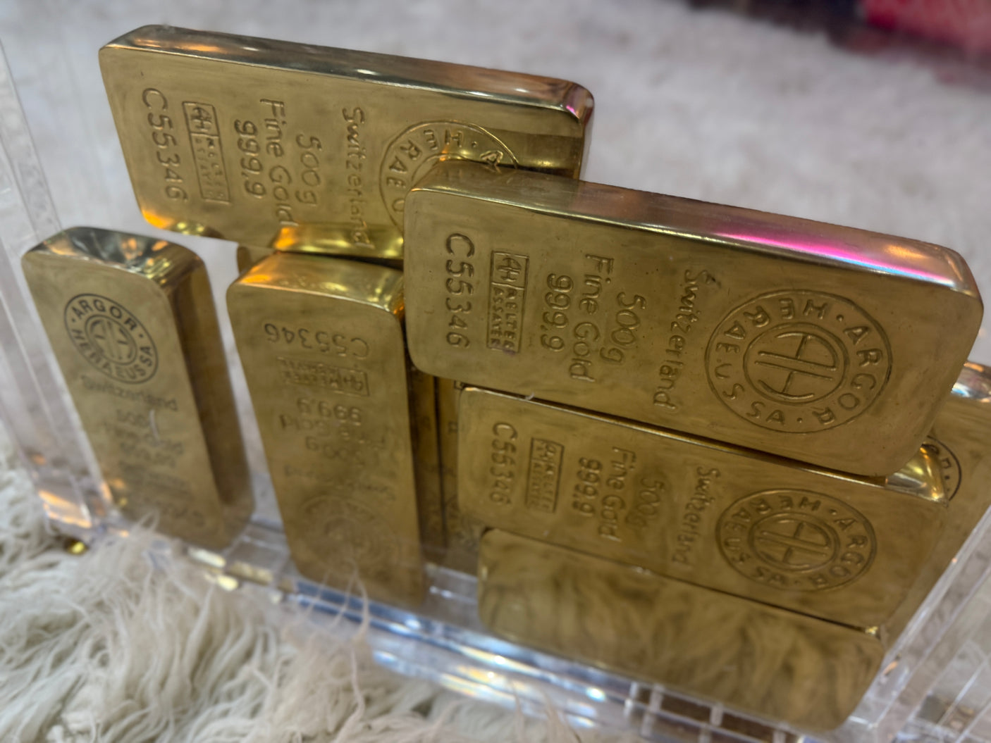 Bullion Vault Luxe – Acrylic Case Filled With 10 Solid Brass Gold Bars, Cocolea, , ,