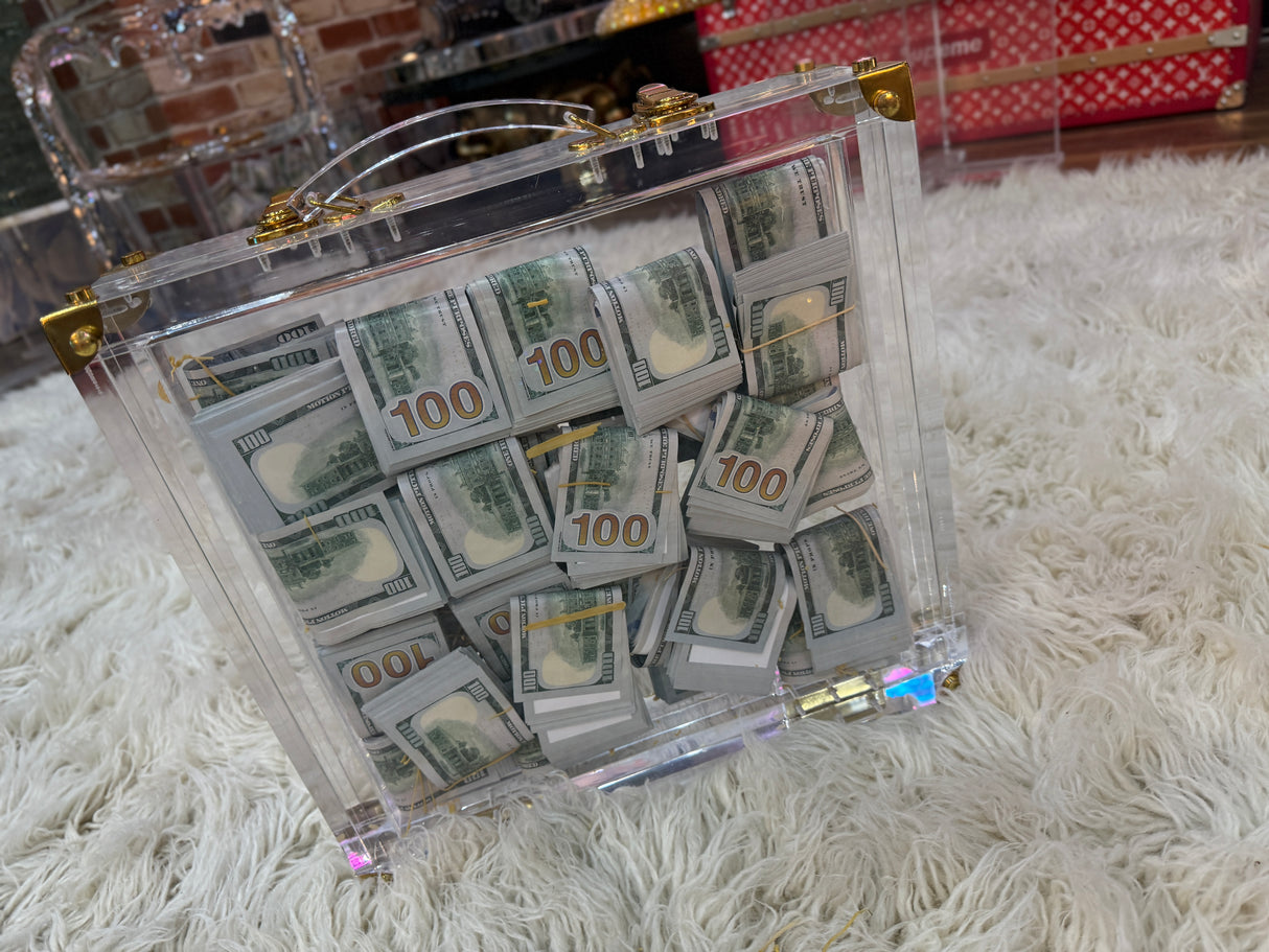 Millionaire Vault Acrylic Cash Case – Stacked $100 Bills, Cocolea, , ,