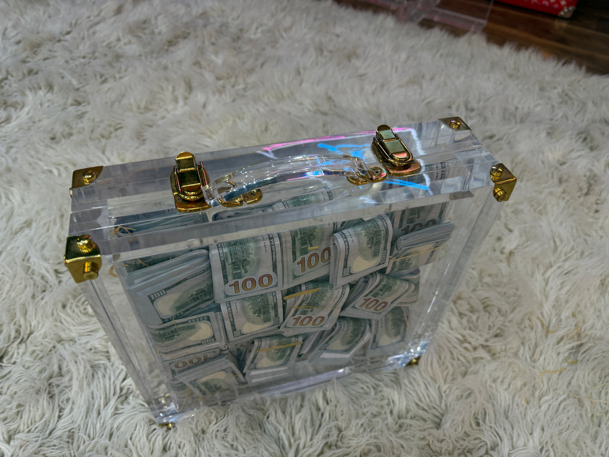 Millionaire Vault Acrylic Cash Case – Stacked $100 Bills, Cocolea, , ,