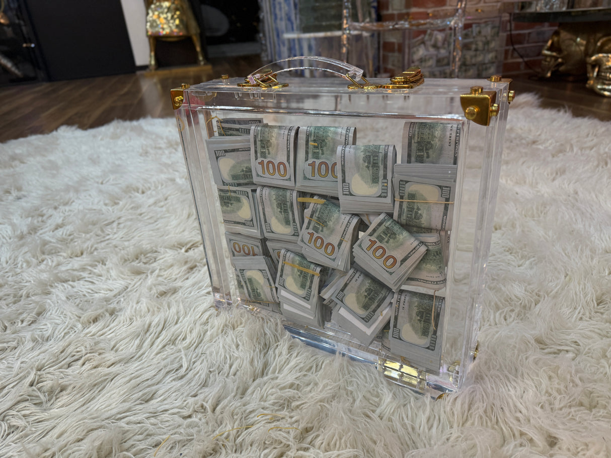 Millionaire Vault Acrylic Cash Case – Stacked $100 Bills, Cocolea, , ,