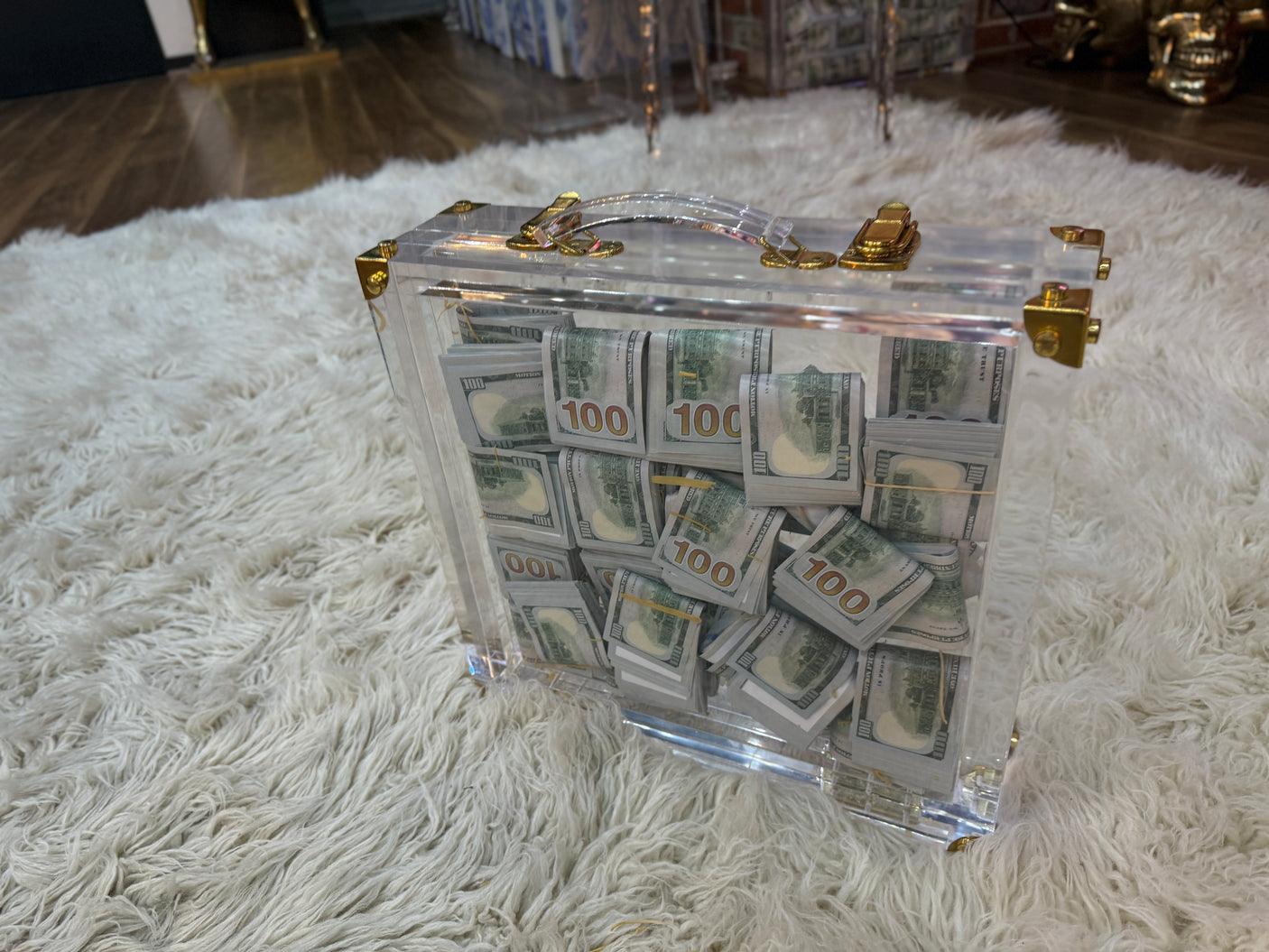 Millionaire Vaul Acrylic Cash Case – Stacked $100 Bills, Cocolea, , ,
