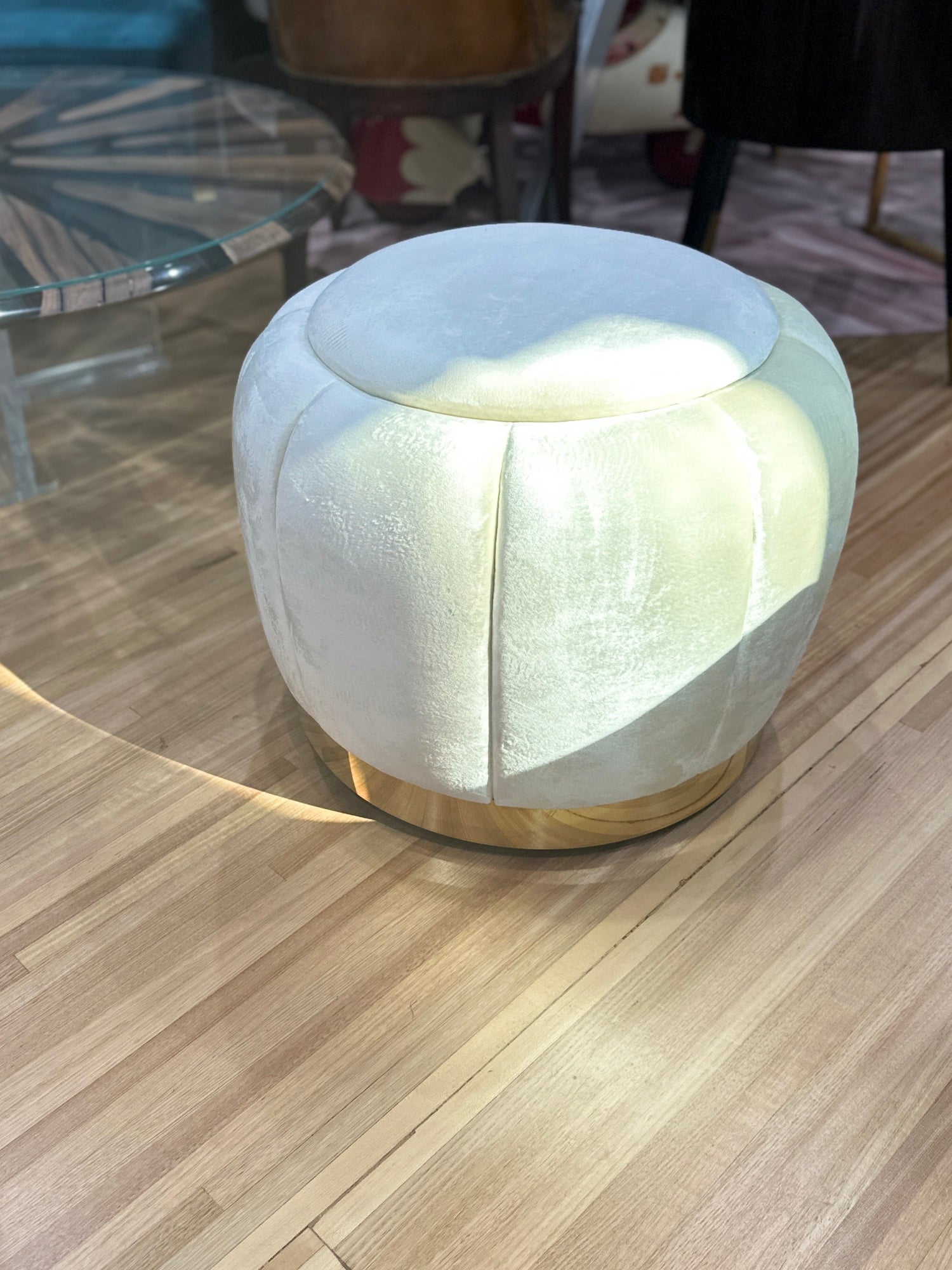 Florence Stool - Cream and brass, Cocolea, , ,