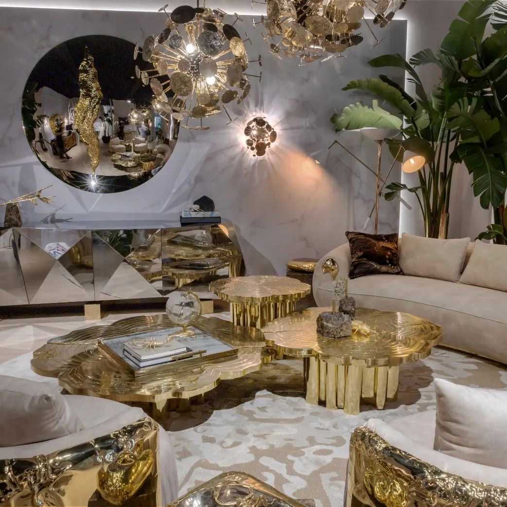 Fortuna Gold Polished Brass Nesting Center Table set, Cocolea, , ,