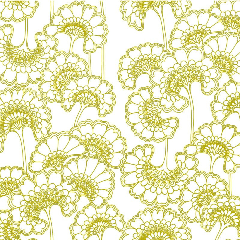 Japanese Floral Wallpaper, Cocolea Natty & Polly, Avocado, Per roll (61.5 cm × 10 m),