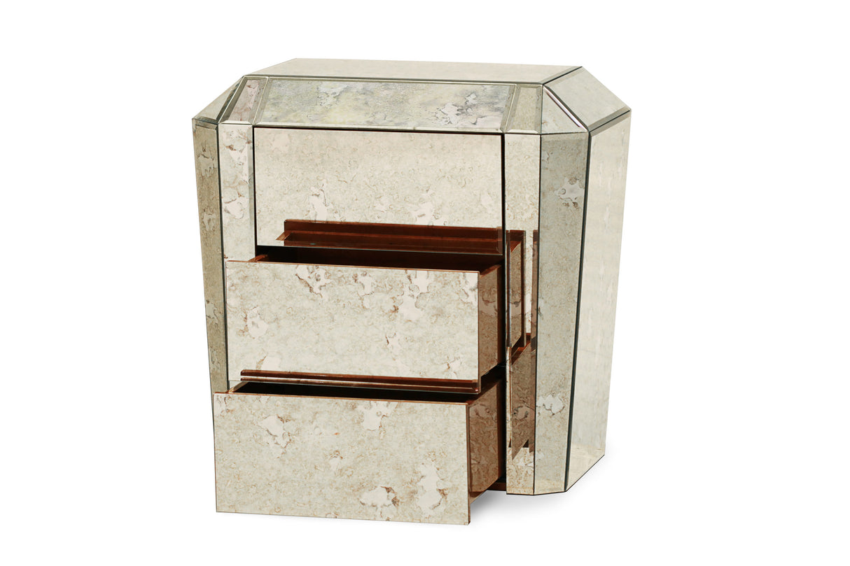 Tamara Open Aged Mirror Nightstand, Cocolea, , ,