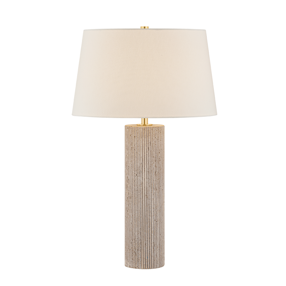 Highland Mills travertine table lamp by Hudson Valley Lighting in Aged Brass