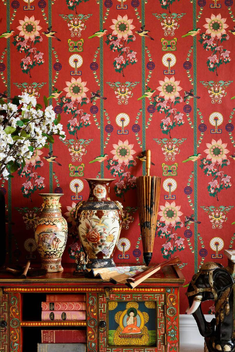 Lin Yuan Wallpaper, Cocolea Natty & Polly, Red, Per roll (52 cm × 9 m),