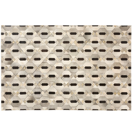 Linaje Gray, Black & Gold Art Hide Rug, Cocolea, , ,