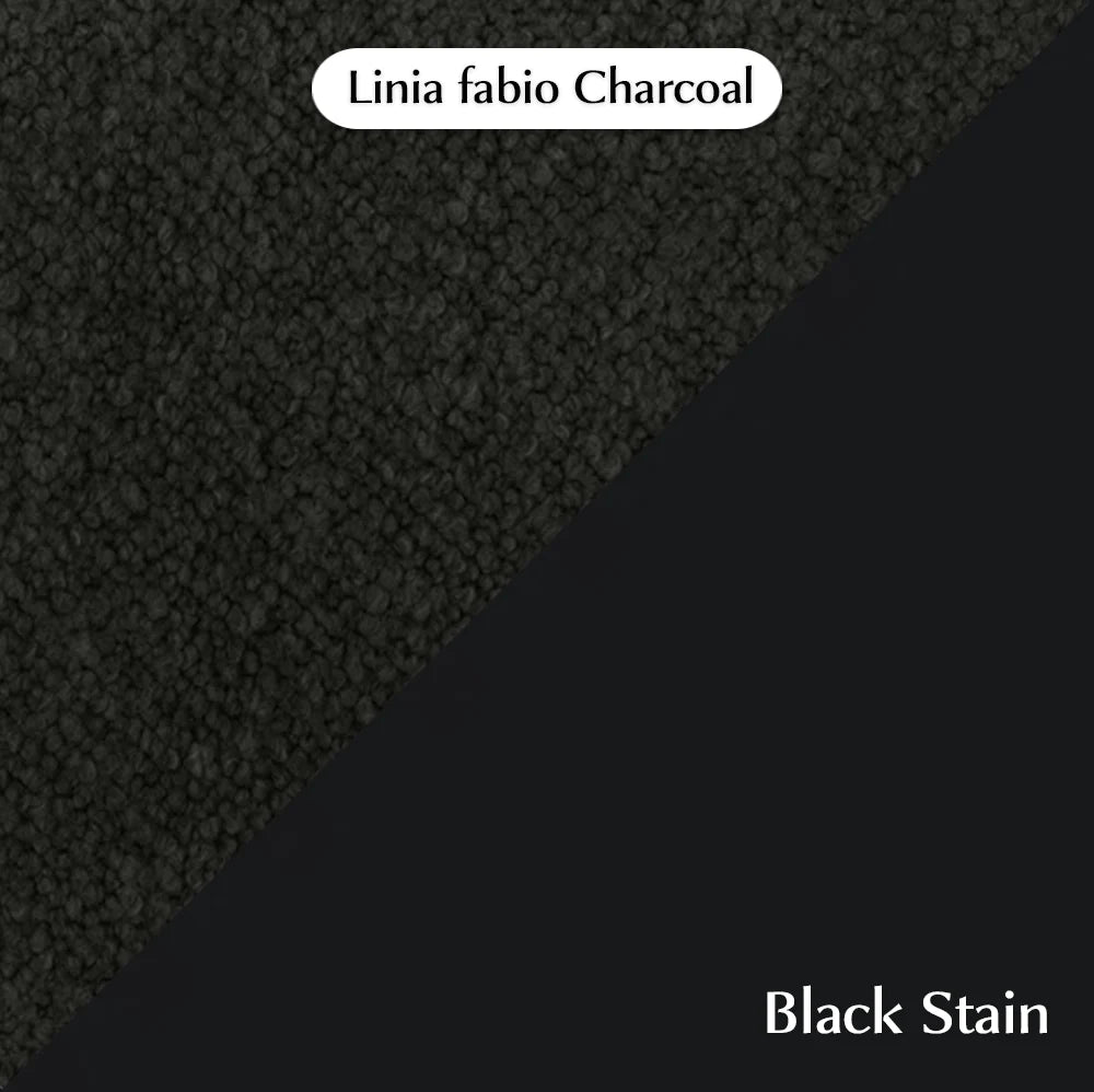 Trend Foot Stool with Bouclé, Cocolea, Charcoal, Powder Coat -Black Satin,