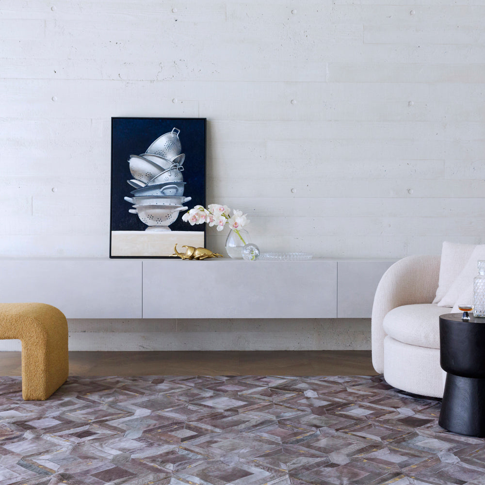 Mosaica Fog & Gold Art Hide Rug, Cocolea, , ,