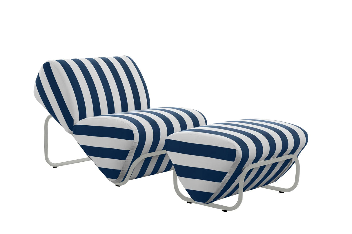 Outdoor Trend Module Lounge & Footstool Set, Cocolea, Powder Coat- Pearl White - Gloss, Mallacoota - Marine,