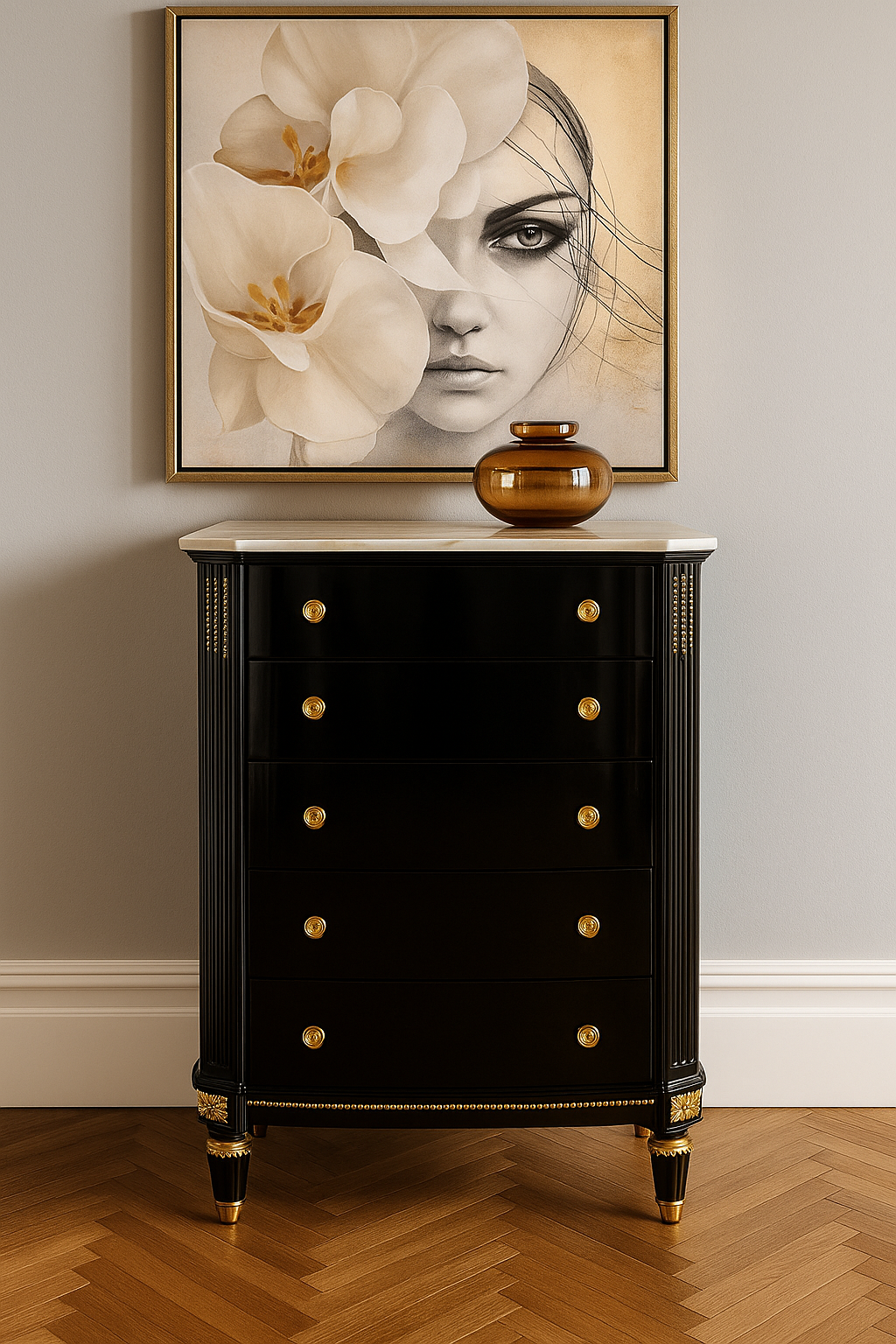 Versailles Noir Tallboy – French Provincial Elegance, Cocolea, , ,