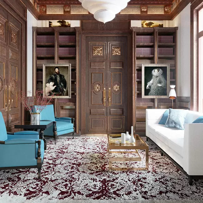 RUG DAMASK VINTAGE CRIMSON, Cocolea, , ,