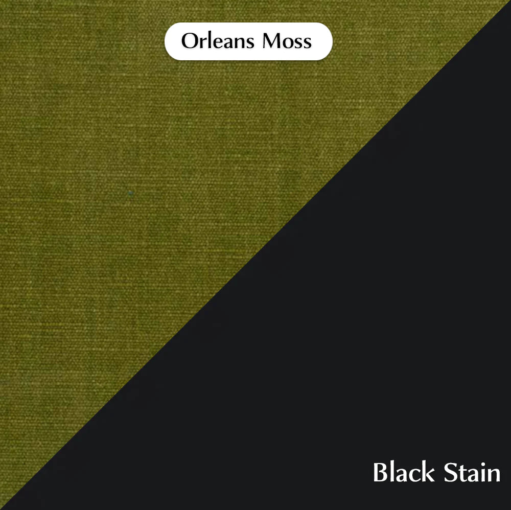 Trend Foot Stool with Orleans, Cocolea, Moss, Powder Coat -Black Satin,