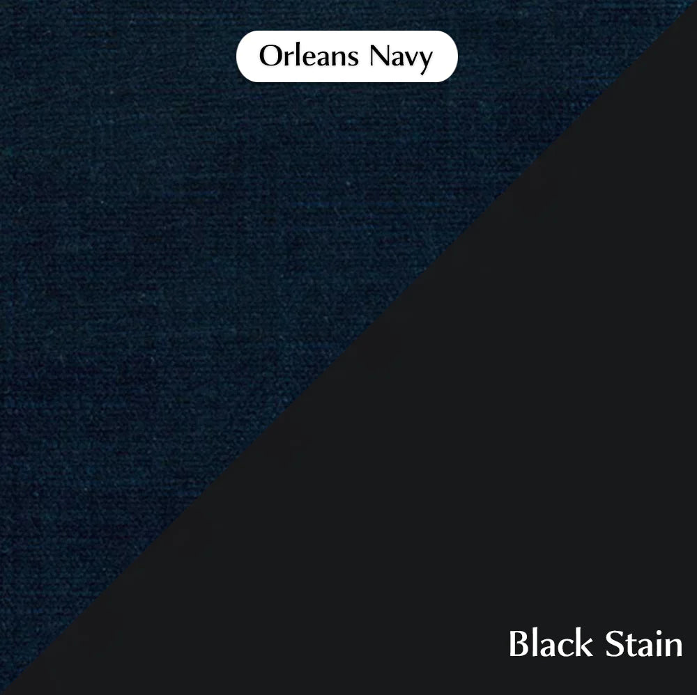 Trend Foot Stool with Orleans, Cocolea, Navy, Powder Coat -Black Satin,