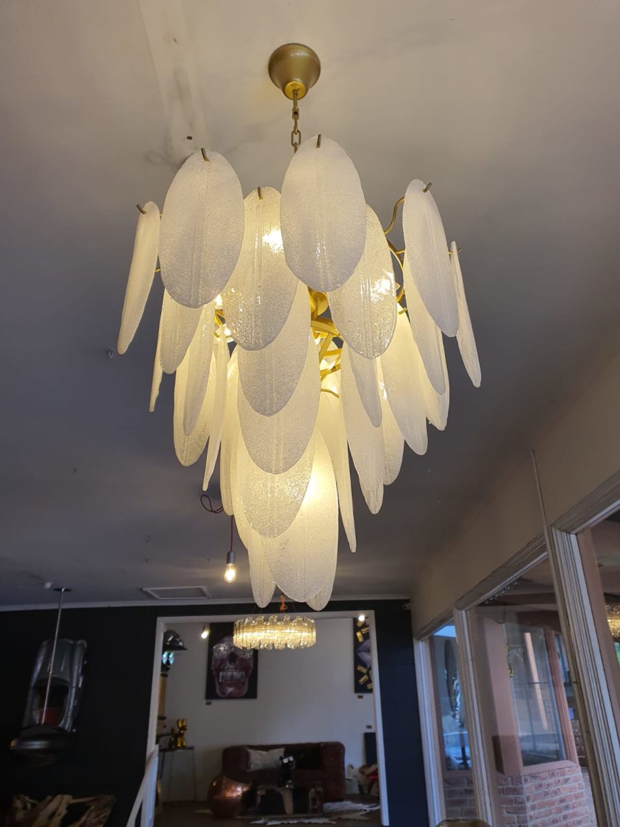 Alva Crystal and Gold Metal Chandelier, Cocolea, , ,