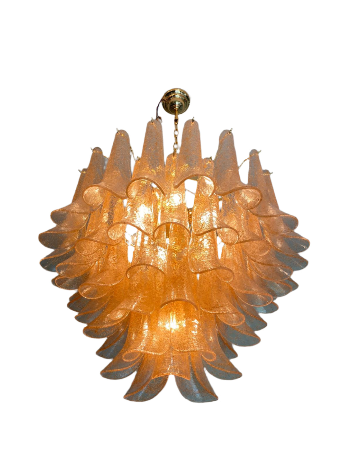 Mazzega Murano Chandelier - Gold Glass & Gold Leaf Petals, Cocolea, , ,
