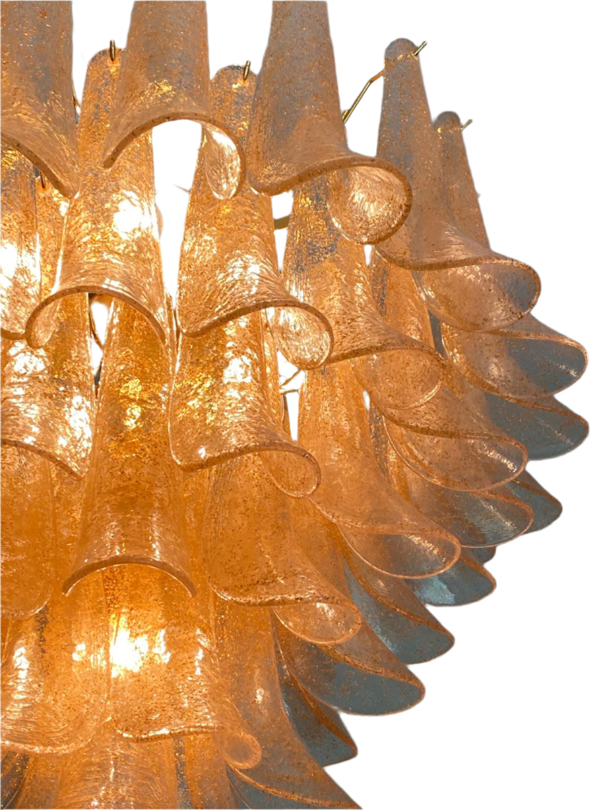 Mazzega Murano Chandelier - Gold Glass & Gold Leaf Petals, Cocolea, , ,