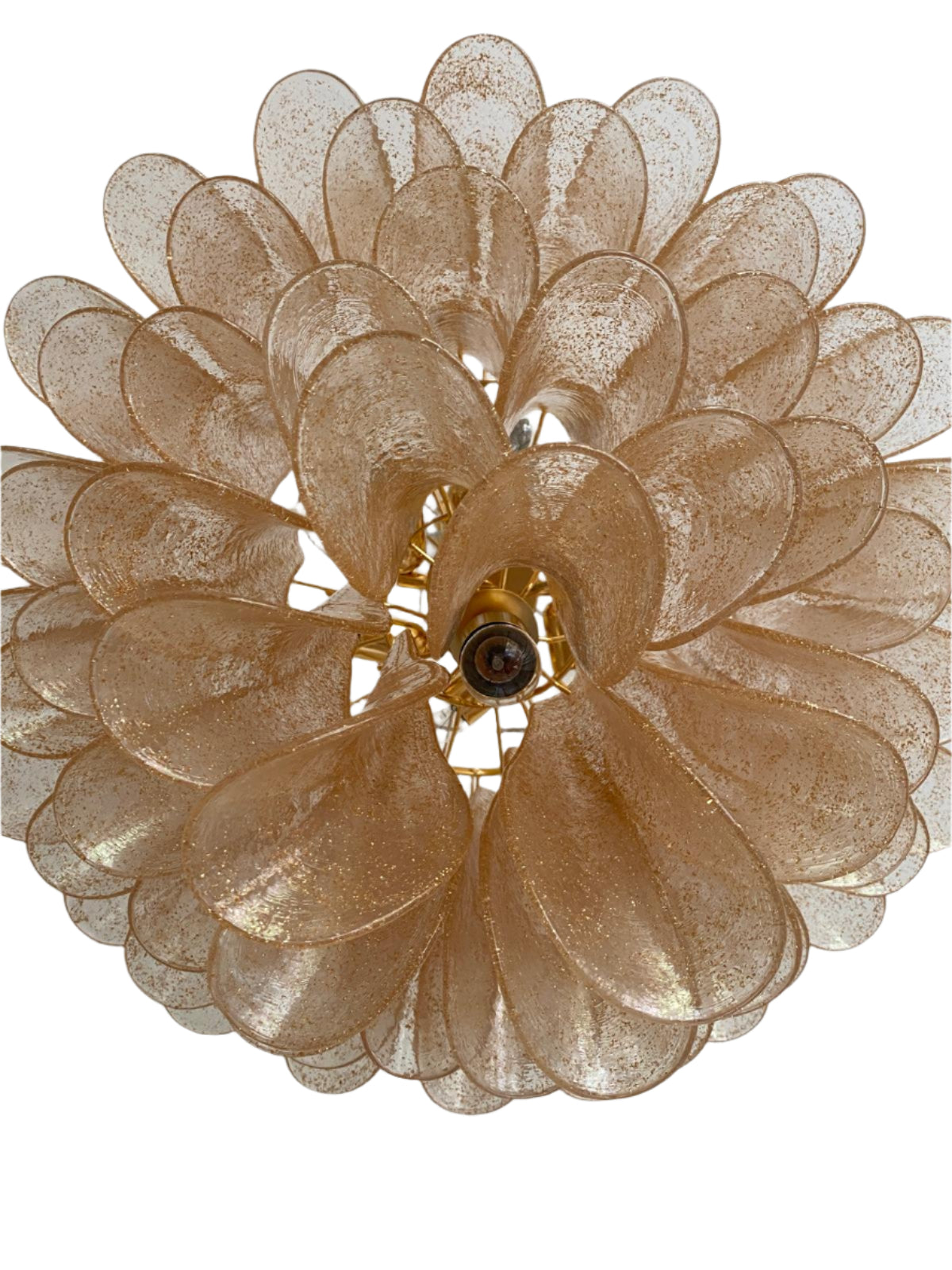 Mazzega Murano Chandelier - Gold Glass & Gold Leaf Petals, Cocolea, , ,