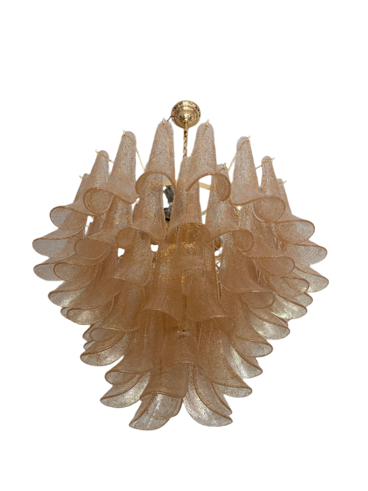 Mazzega Murano Chandelier - Gold Glass & Gold Leaf Petals, Cocolea, , ,