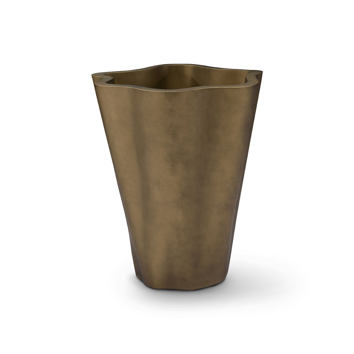 Maison Debrah Morin sculptural floor planter in vintage brass finish