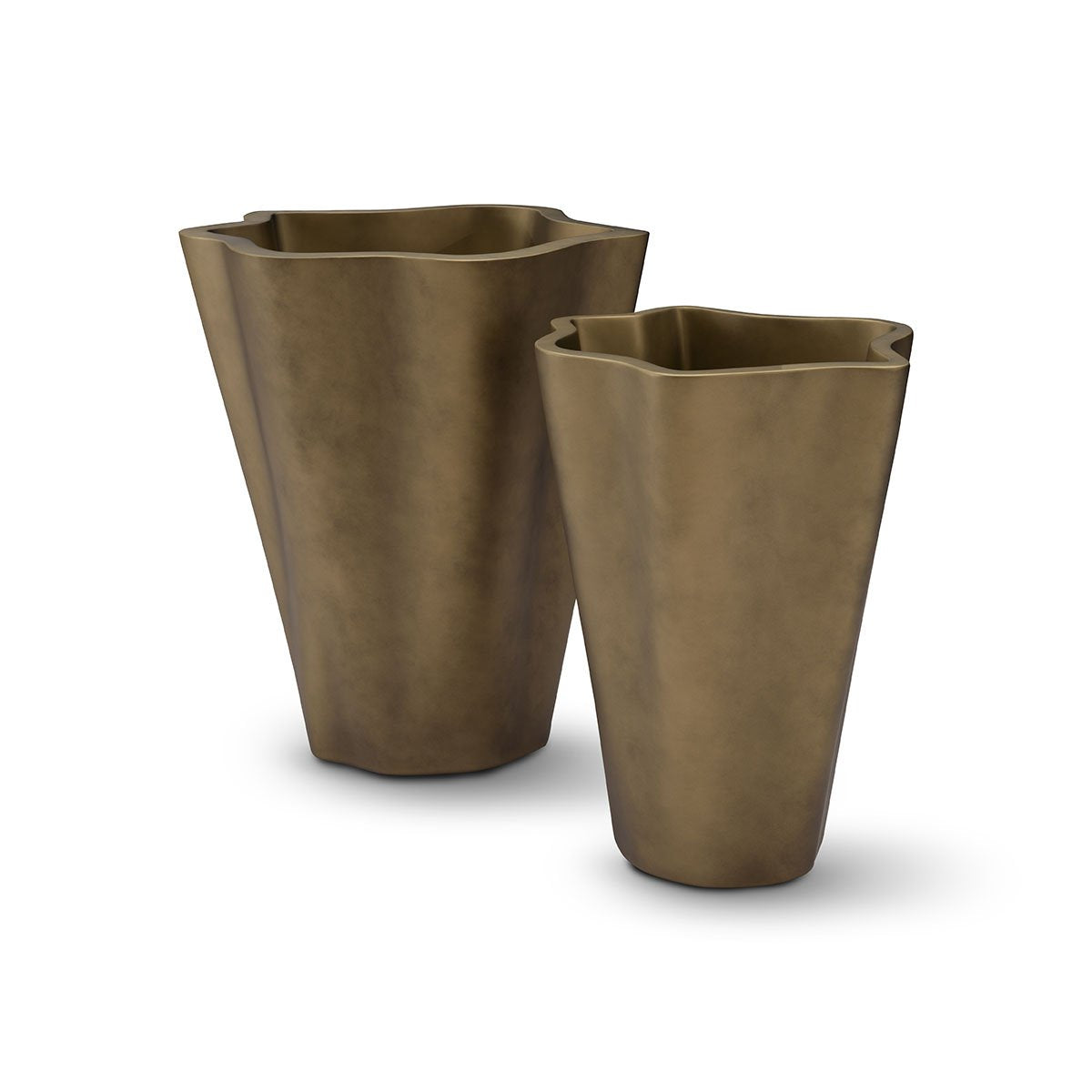 Maison Debrah Leryn sculptural floor planter in a vintage brass finish — view 2