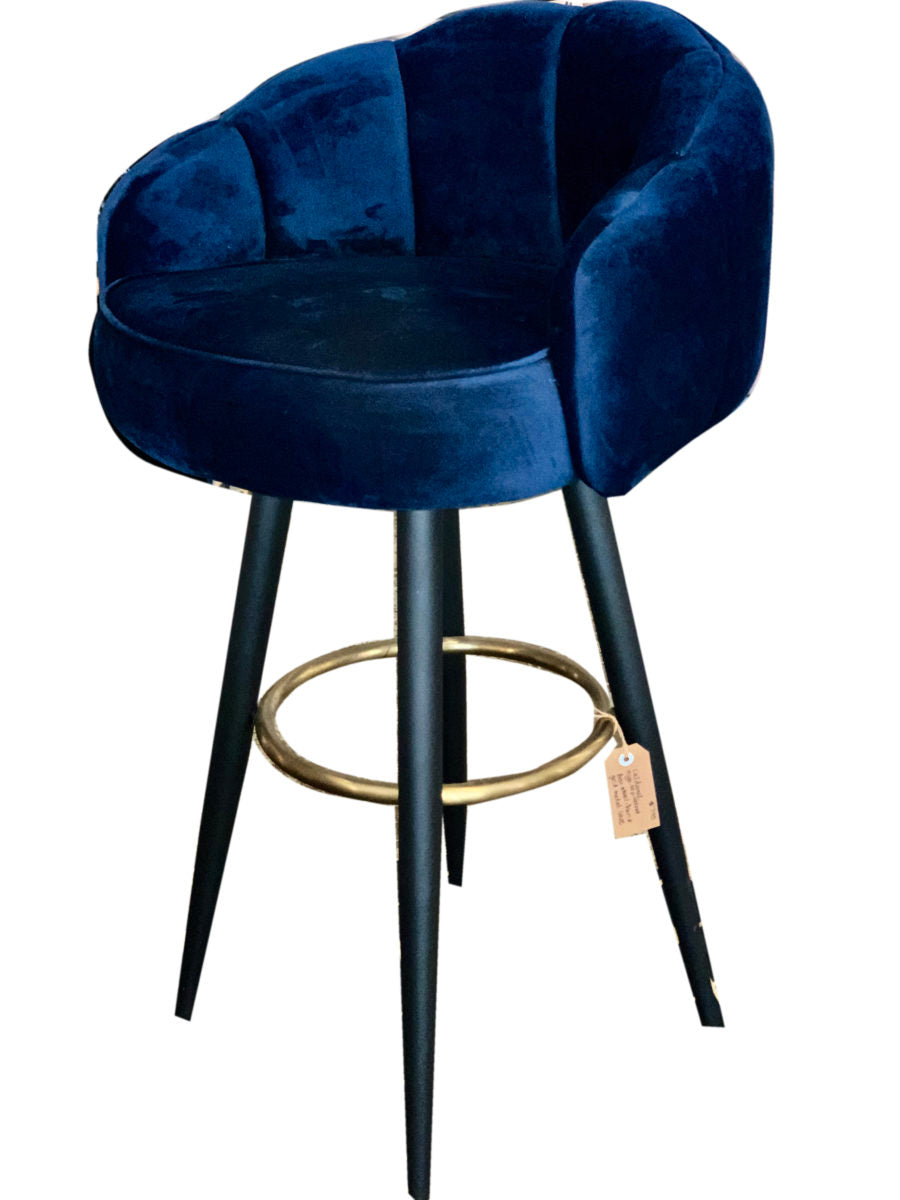 Caldwell High top Bar Chair in royal blue velvet, Cocolea, , ,