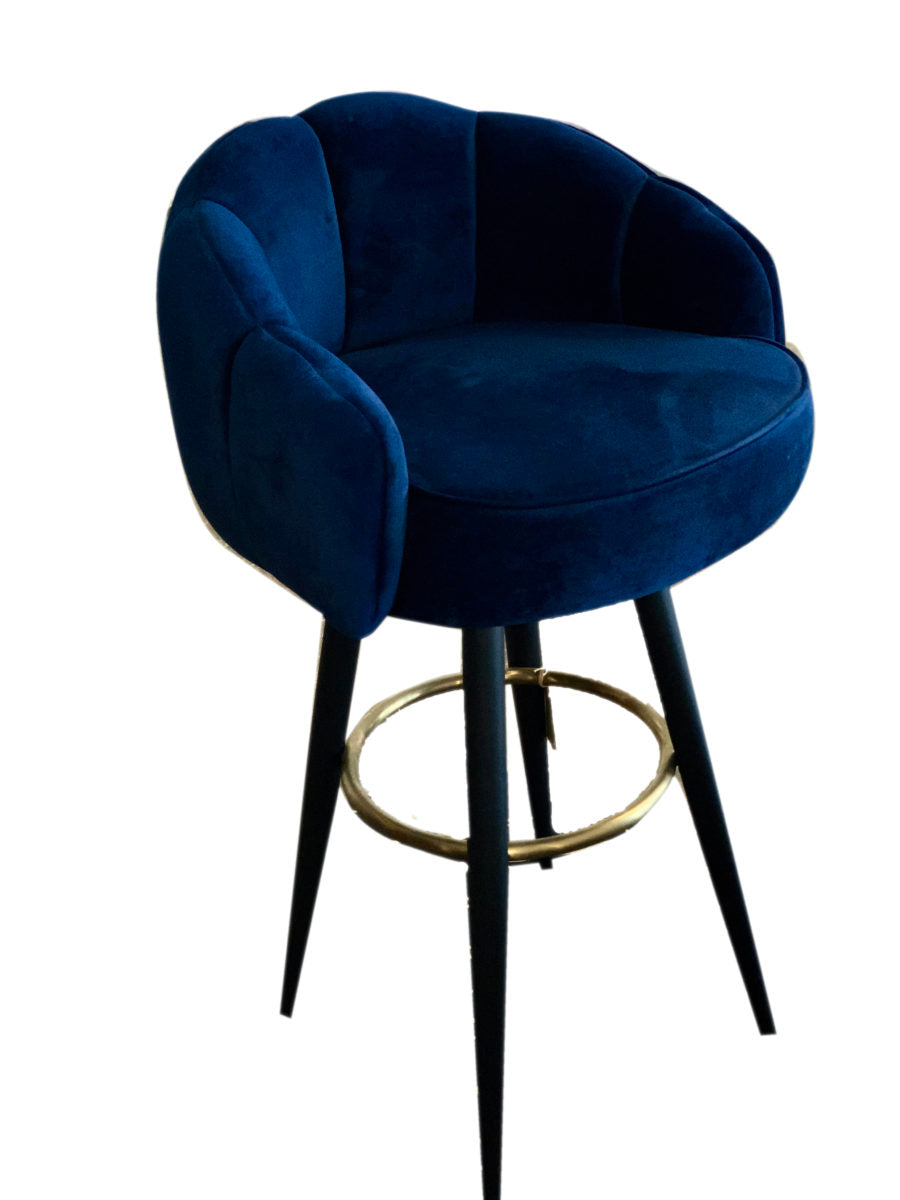 Caldwell High top Bar Chair in royal blue velvet, Cocolea, , ,