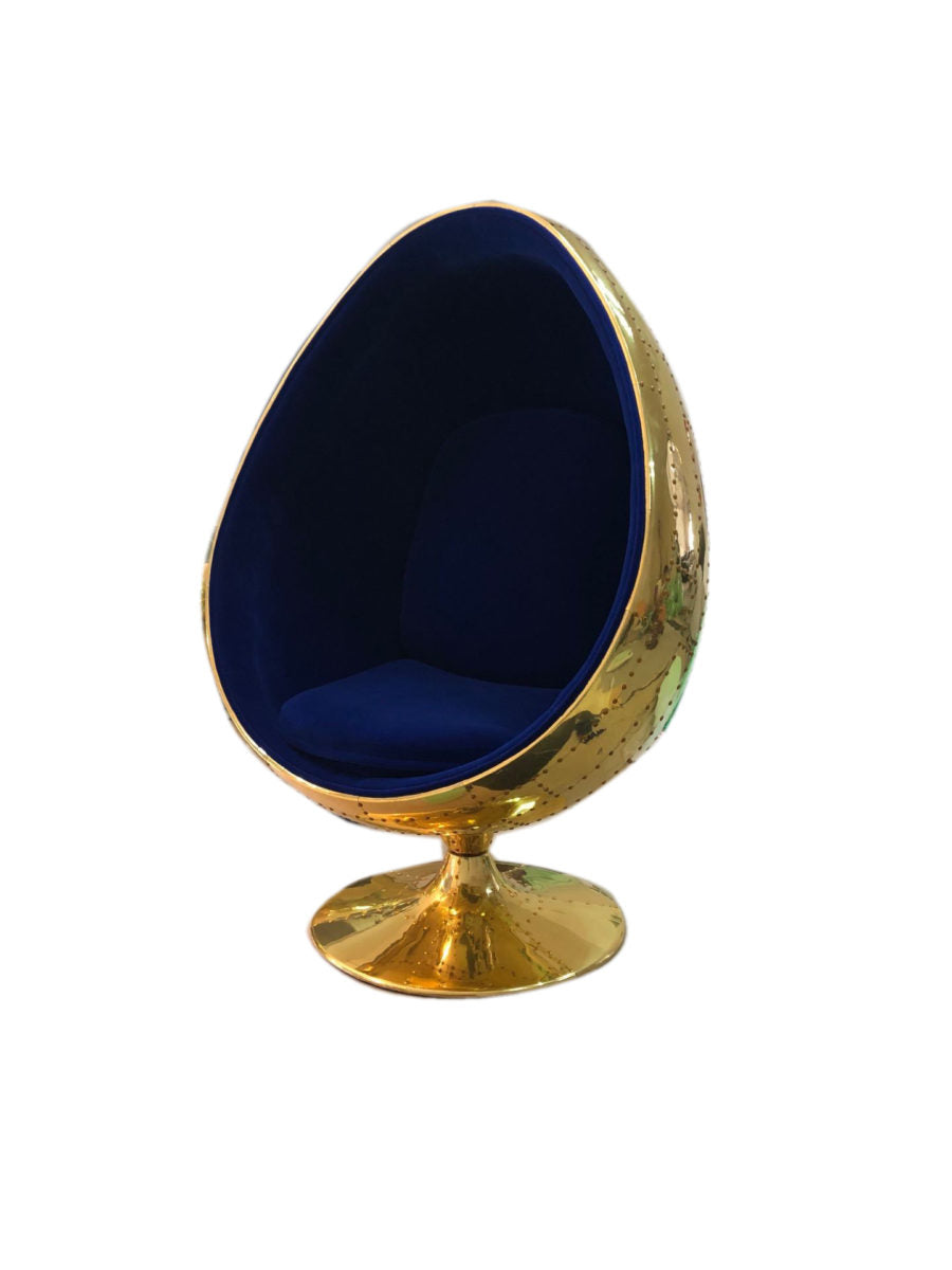 Admiral Pod Egg Chair in velvet and gold metal, Cocolea, , ,